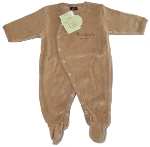 Bébé Chocolat Pyjama Marron Coton Biologique - 3 Mois